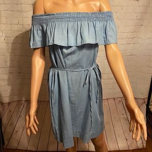 LOFT HOST PICK size medium Petite blue jean denim strapless dress